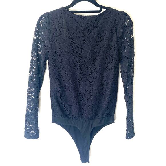 WAYF Black Crocheted Bodysuit Thong Size XS - Picture 3 of 7